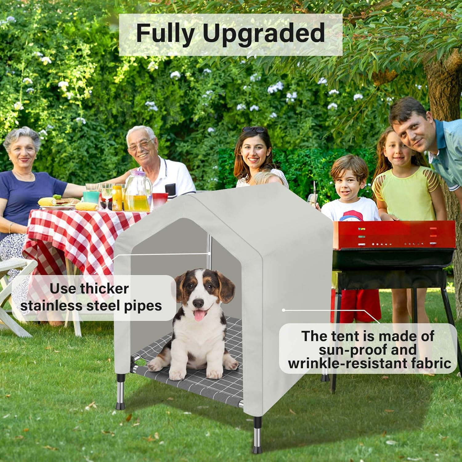 Elevated Dog House for Outdoor or Indoor - Waterproof Dog Tent Cat House, Dog Sunshade Tent, Pet House with Removable Cover, Suitable for Medium Cats Dogs