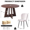 thumbnail image 2 of 5 Piece 47" Round Dining Room Table Set for 4, [Fanned Base] [1.38" Thick Top] Wood Kitchen Table with 4 White Chenille Dining Chairs, 2 of 10