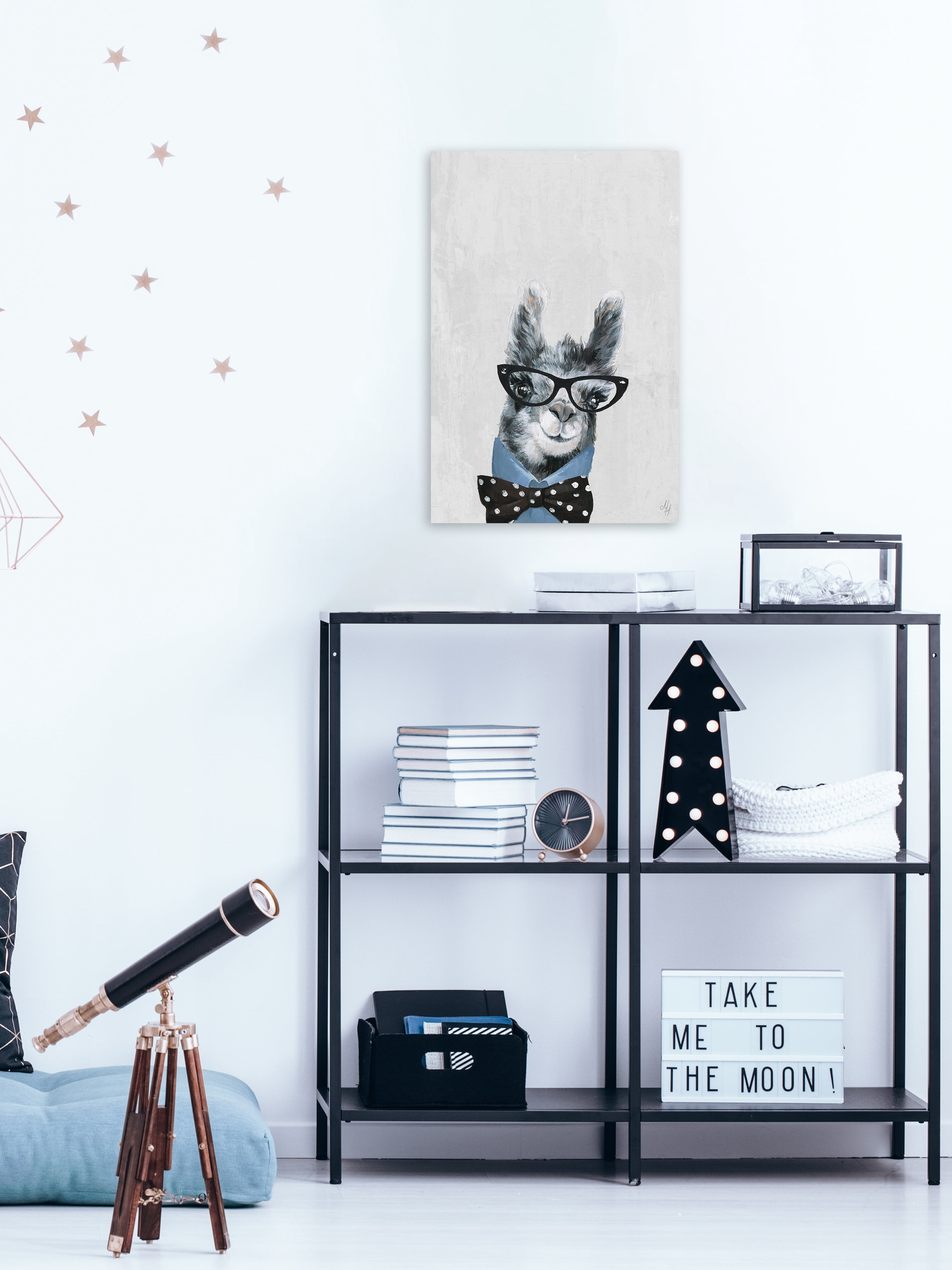 Marmont Hill Llama with a Bow III Canvas Wall Art