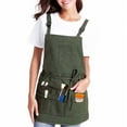 thumbnail image 7 of Adjustable Artist Canvas Apron 10 Pockets Barber Kitchen Cute Garden Painting Teacher Cross Back Apron Cotton canvas, 7 of 7
