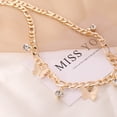 thumbnail image 4 of HomeKingdee Butterfly Rhinestone Clavicle Necklace for Women - Gold Color​ Gold Color​ Plated Metal Chain Jewelry for Daily Outfit Matching, 4 of 5