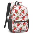 thumbnail image 2 of Strawberry and Heart White Pattern 17" School Backpacks for Teens,Waterproof Oxford Fabric,S-Shape Padded Straps for School,Travel,Hiking,Camping, 2 of 6