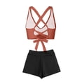 thumbnail image 6 of PWPSG Crisscross Twist High Waisted Shorts Two Piece Swimsuit Waist Cinching Shaping for Poolside Wear Brown L, 6 of 6