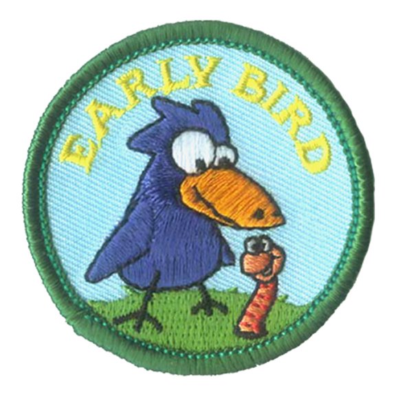 12 pieces 2" Custom Activity Scouts Applique Fun Patches - Early Bird (Bird & Worm) Patch