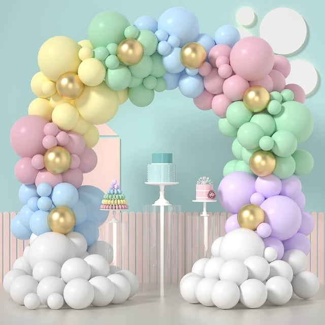 Kit de guirnalda de globos en colores pastel, kit de arco de globos de macarrones con arco iris de unicornio, 5, 12, 18 pulgadas, globos en colores pastel para baby shower, fiesta infantil, boda,