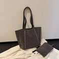 thumbnail image 5 of SPEKSEE Women Faux Suede Rivet Tote Bag Solid Color Shoulder Bag Underarm Bag Handbag Large Capacity for Daily Travel, 5 of 18