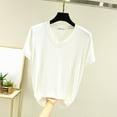 thumbnail image 4 of Lydiaunistar Blouse Décontractée Unie à Manches Courtes et Col en V pour Femmes, Mode Été, Polyester, Tailles M-TTG, 4 of 6