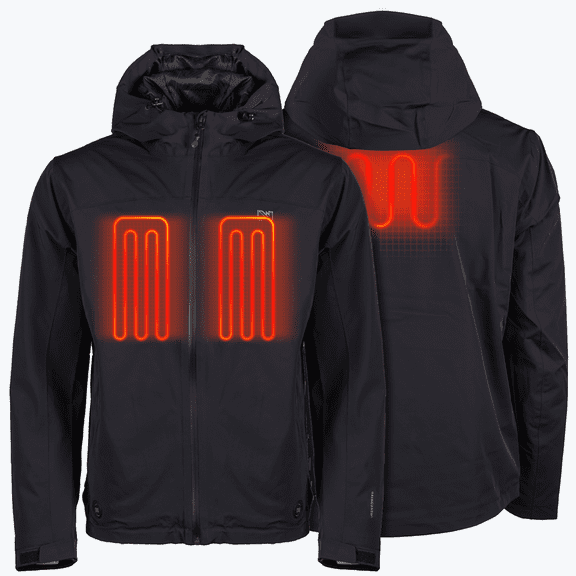 Mobile Warming Guardian LX Heated Rain Jacket for Men, 15,000mm Waterproof, Taped Seams, Bluetooth, Midnight, Small