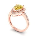 thumbnail image 2 of 2.36 ct Pear Cut Yellow Moissanite with Simulated Diamond Halo Accents 14K Rose Gold Womens Engagement Ring, 2 of 5