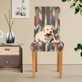 thumbnail image 4 of Yayeee 4 Pack Dining Chair Covers Stretch Parson Chairs Slipcovers Seat Protector, Beige Geometric, 4 of 6
