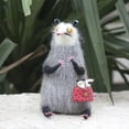 thumbnail image 6 of Wool Felt Familiars- Quirky Handmade Companions, Anxious Mother Opossum Handmade Wool Felt Big Big-Eyed Cat & Opossum Figurines, Unique Mini Animal Decor, Collectibles (A), 6 of 7