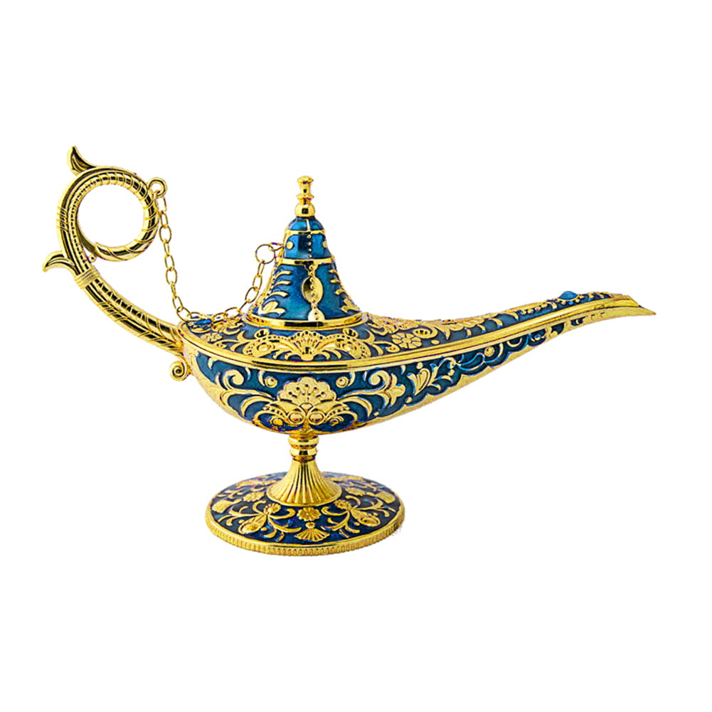 Metal Carving Aladdin Magic Lamp Retro Figurine Tin Alloy Decoration Collection 