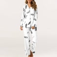 thumbnail image 6 of Womens Pajama Sets Fashion Print Long Sleeve Button Up Lapel Shirt and Pj Bottoms 2 Piece Sleepwear Pants Set (S, White 02), 6 of 6