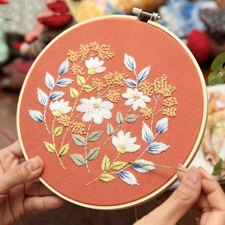 Stamped Embroidery Kit for Beginners,with Pattern and Instructions,Cross  Stitch Kit for Art Craft Handy Sewing Include Embroidery Clothes with  Floral Pattern,Embroidery Hoops,Color Threads and Tools