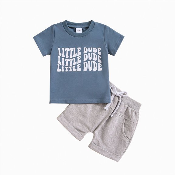 Baby Boy's Clothing Toddler Boy Short Pants Set Children's Summer Cotton Solid Letter Sleeve Basketball 0 3 6 12 18 24 Months Tops T-Shirt Pants Shorts T-shirt with Elastic Waist Outfit 2 Piece