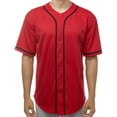 thumbnail image 4 of JC DISTRO Men's Baseball Jersey Button Down Shirts Short Sleeve Sports Uniforms Red XLarge, 4 of 5