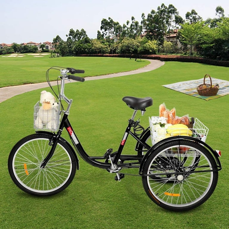 PEXMOR Adult Tricycle Speed, 24/26 Inch Wheel Bikes Tricycle