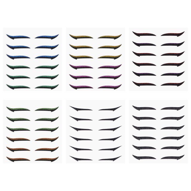 36 pares de pegatinas para delineador de ojos para colorear brillo, pegatina autoadhesiva reutilizable para tira de líneas de ojos