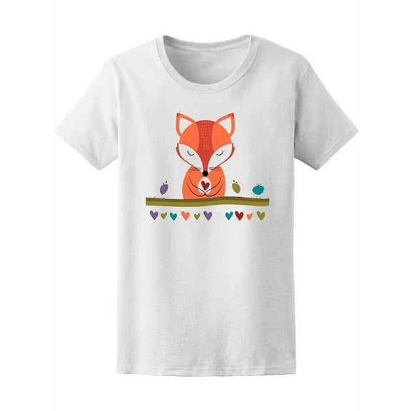 Cute Fox Colorful Hearts Tee Women's -Image by Shutterstock
