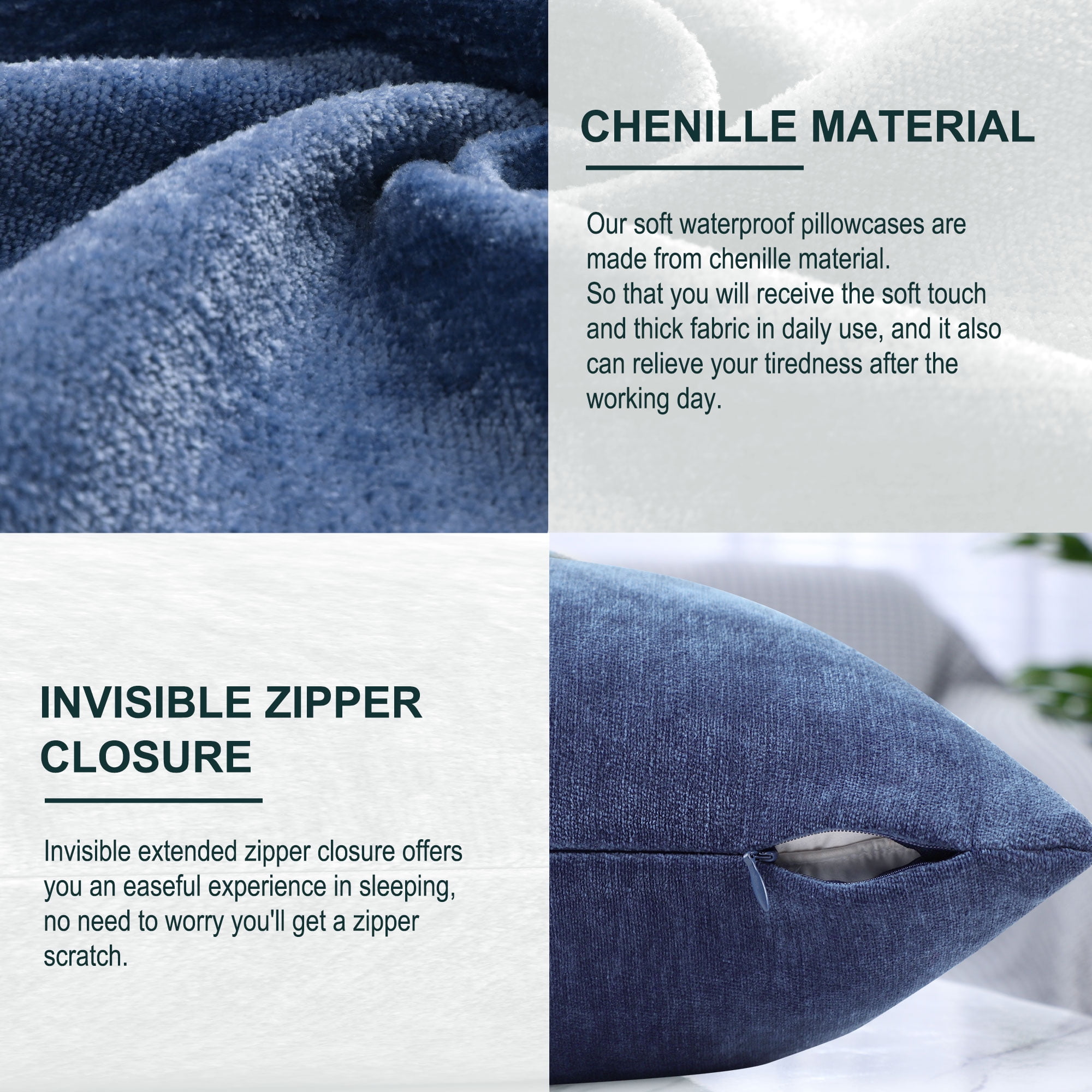 Unique Bargains Soft Water Repellent Throw Pillow Covers Navy Blue 16"x16"