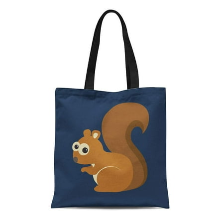Blue Squirrel Storage KDAGR Canvas Tote Bag Brown Cartoon of Funny Squirrel on Blue Chipmunk Adorable Reusable Shoulder Grocery Shopping Bags Handbag ()
