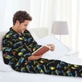 thumbnail image 6 of Cauagu Colorful Skateboard Print Men's Long-Sleeve Pajama Set,Soft Button-Front 2Pjs for Men Long Sleeve Men’s Sleepwear-Small, 6 of 7