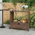 thumbnail image 1 of vidaXL Bar Cart with Drawer Brown 100x45x97 cm Poly Rattan, 1 of 4
