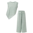thumbnail image 2 of AUNVITO Women's Casual Sleeveless V-Neck Top and Pocket Shorts Set Comfortable Summer Outfit, 2 of 3