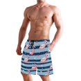 thumbnail image 2 of Dailycode Men's Quick Dry Swim Trunks Beach Shorts Casual Summer Board Shorts with Pockets, Flamingo with Heart, 2 of 8