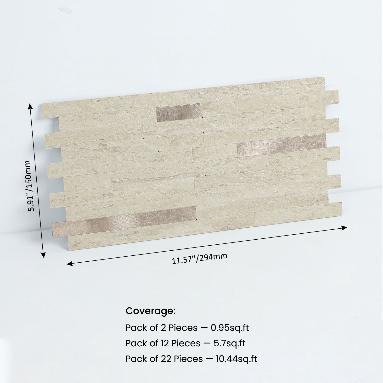 12-Sheet Peel and Stick Backsplash, Self Adhesive Milan White Faux Travertine Stone Mosaic Wall Tiles for Kitchen Bathroom(5.7 sq.ft)