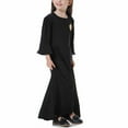 thumbnail image 7 of Zwiiyzr (8-17 Years) Kids Girls Muslim Dresses Long Sleeve Round Neck Color Block Dress Black, 7 of 7