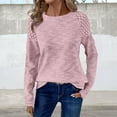 thumbnail image 2 of Helii Womens Waffle Knitted Pullover Sweaters Crew Neck Long Sleeve Tops Lightweight Relaxed Fit for Women Fashion Clothes Pink M, 2 of 4