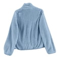 thumbnail image 4 of Sherpa Jacket Women Fleece Full Zip Jacket Lightweight Loose Fit Cardigan Thermal Outerwear Soft Sweatshirts Blue 3XL, 4 of 4