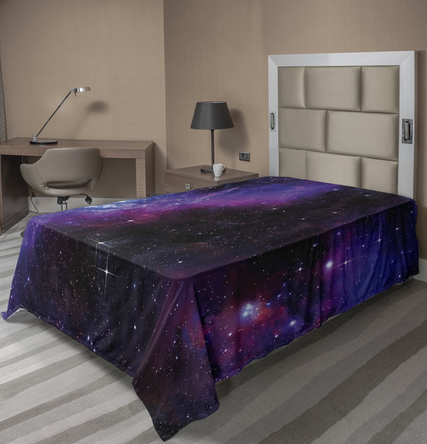 Decorative 2 Piece Bedding Set with 1 Pillow Sham Nebula Dark Galaxy with Luminous Stars and Cosmic Rays Astronomy Explore Theme Ambesonne Space Duvet Cover Set Twin Size Magenta Blue 