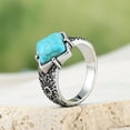 thumbnail image 2 of PAURO Men's Stainless Steel Vintage Gothic Punk Synthetic Turquoise Stone Rings Thumb Pinky Ring Silver Blue Size 12, 2 of 4
