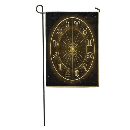 SIDONKU Abstract of Zodiac Circle on Cosmic Stars Astrology Horoscope Signs Garden Flag Decorative Flag House Banner 28x40 inch