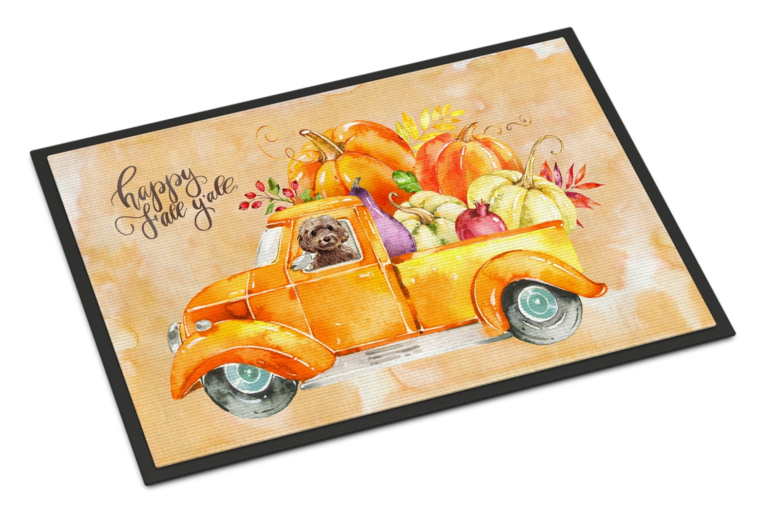 Fall Harvest Brown Cockapoo Door Mat