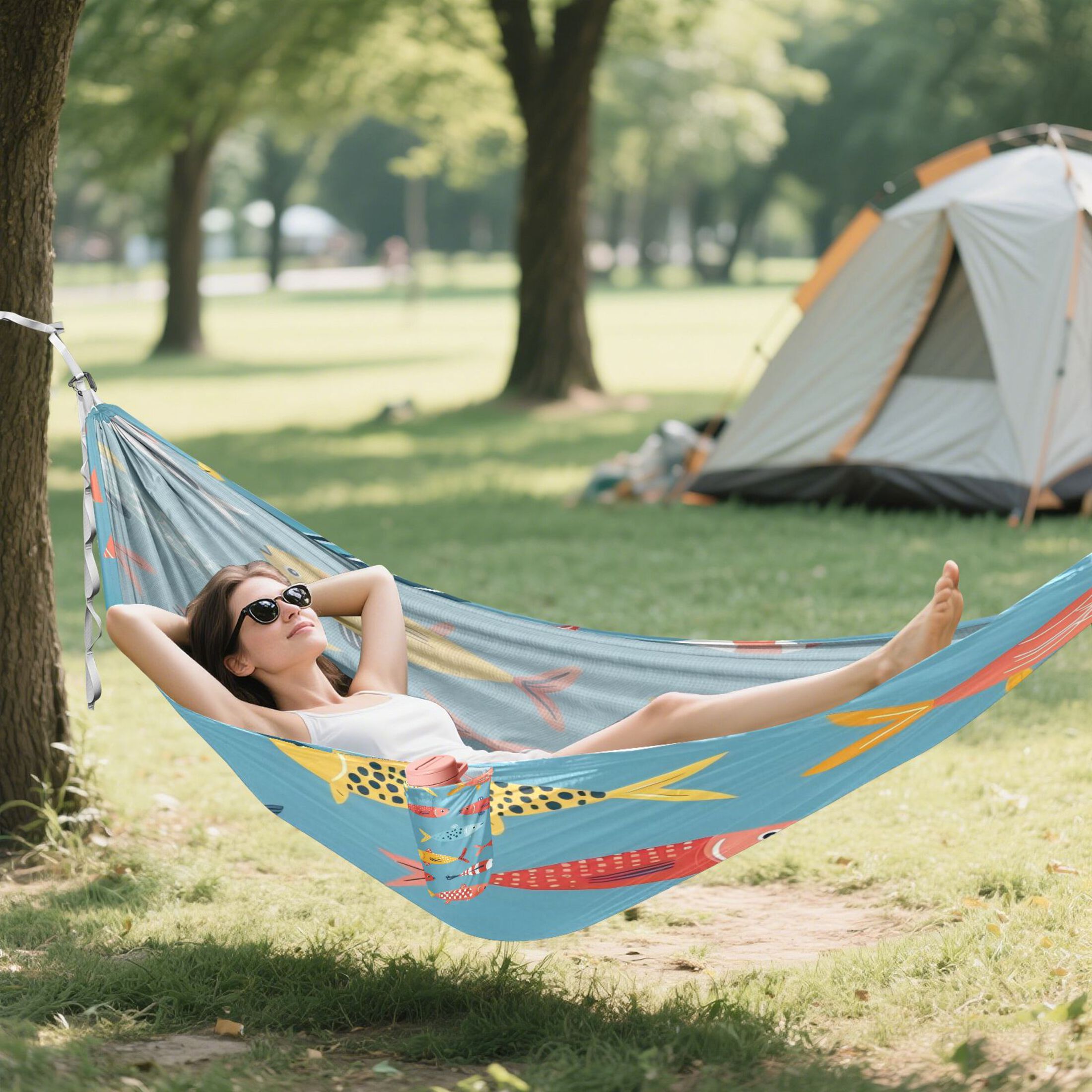 Hammock Camping Hammock Nylon Portable Hammock Travel Camping Hammock Polychromatic Fish
