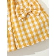thumbnail image 7 of 18 Months Baby Girls Dress Toddler Girls Summer Plaid Dress 24 Months Girls Flying Sleeve Lapel Dress with Headband Yellow, 7 of 7
