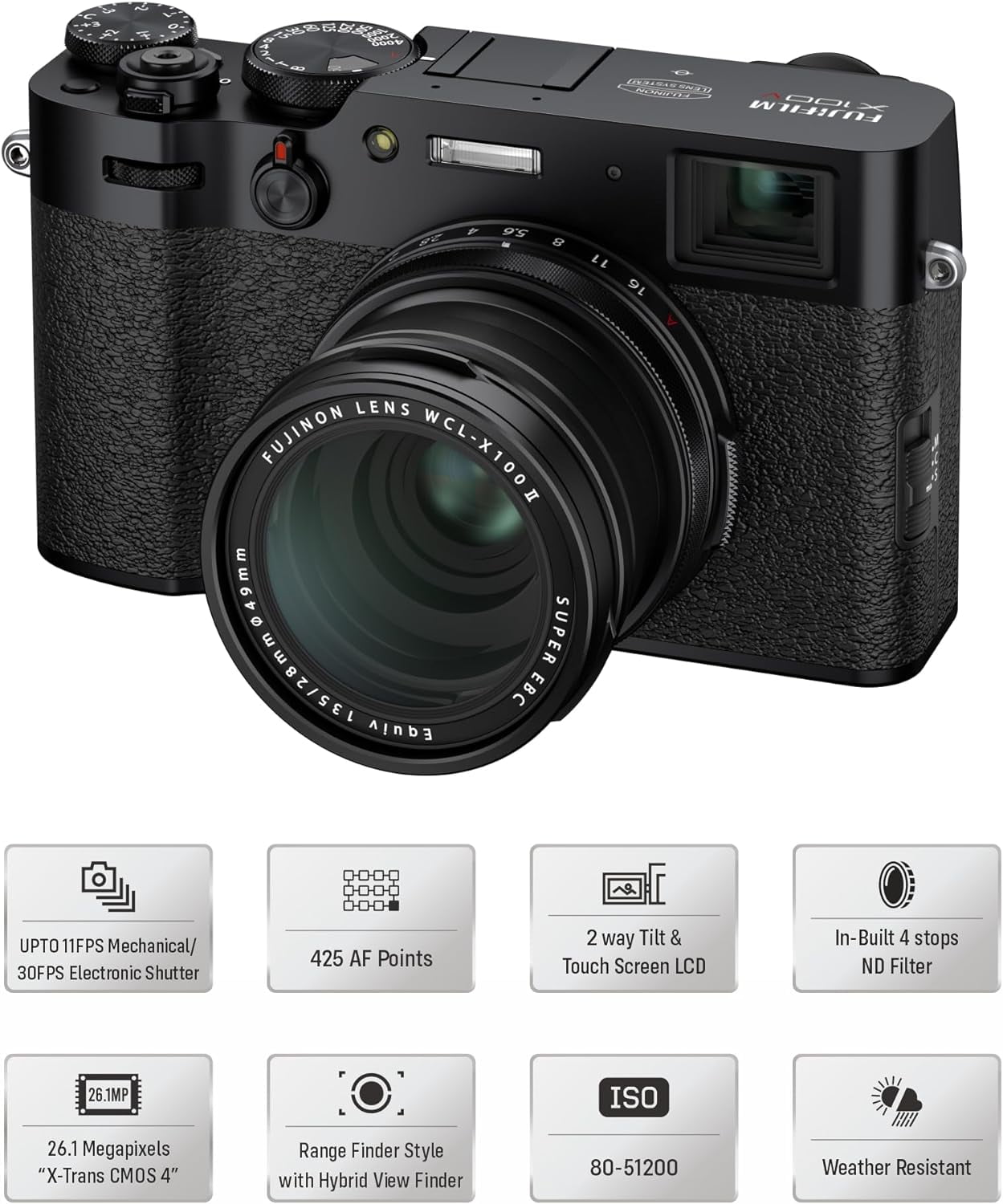 Fujifilm X100V 26.1MP Digital Photography Compact Camera, Black