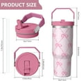 thumbnail image 5 of 1pc Bow 30oz Tumbler with Straw & Handle - Insulated Stainless Steel Cup | Holiday Gift for Man Women (Christmas, Valentine's, Birthday), 5 of 7
