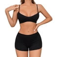 thumbnail image 1 of Gibobby Pijamas para mujer Ropa de dormir sólida para mujer, conjunto de pantalones cortos sin mangas de realce Sexy de dos piezas, traje de dormir(Negro,CH), 1 of 5