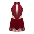 thumbnail image 3 of YONGHS Robe de Danse Latine Brillante Sans Manches à Franges pour Filles Bourgogne 6, 3 of 7