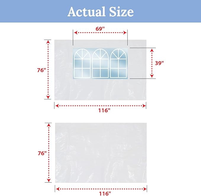 Multi-Type 10' L X6.4' W Side Panel for 10' X 10' Tent, Outdoor Replacement sidewall for Folding Tent Canopy Gazebo Marquee
