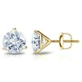 thumbnail image 1 of 18k Yellow Gold Round Moissanite Stud Earrings (1ct TGW, 5mm, H-I)&nbsp;3-Prong Martini Set, Screw-Back by Diamond Wish, 1 of 3