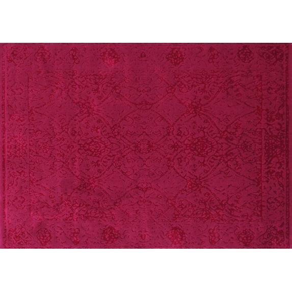 Ahgly Company Indoor Rectangle Abstract Pink Contemporary Area Rugs, 4' x 6'