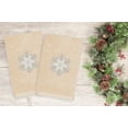 thumbnail image 3 of Linum Home Linum Home Christmas Snowflake Embroidered Beige Turkish Cotton Hand Towels - Set of 2, 3 of 3