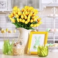 thumbnail image 5 of 9 piezas de tulipanes artificiales de color naranja, flores falsas, tallos de tulipán de tacto real, tulipanes de poliuretano para Pascua, corona de primavera, arreglo floral, centro de mesa, ramo de boda, decoración de mesa de cumpleaños, 14 pulgadas de alto ER, 5 of 5