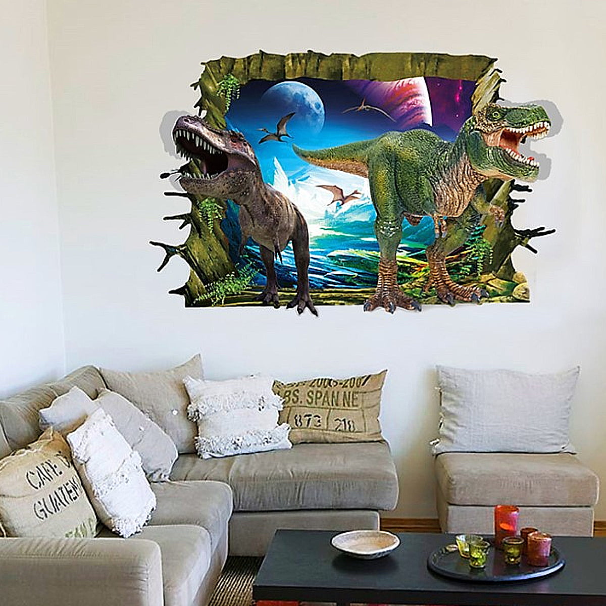 3D Fangs Dinosaurs 73 Wallpaper Decal Dercor Home Kids Nursery Mural  Home 