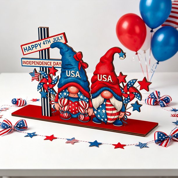 Independence Day Decorations Wooden Ornaments Table Top Ornaments Holiday Party Decorations Handcrafted Ornaments